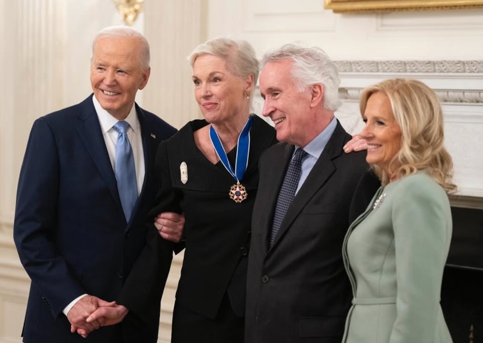 Cecile Richards receiving the Medal of Freedom from President Joe Biden