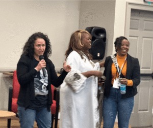 Pamela Shifman, LaTosha Brown and Monica Riley at the Democracy Alliance gathering, Alabama, 2025 Journey to Justice: Alabama's Civil Rights Legacy